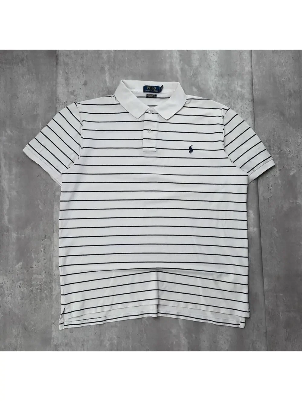 Y2K White Polo Ralph Lauren Striped Polo Shirt